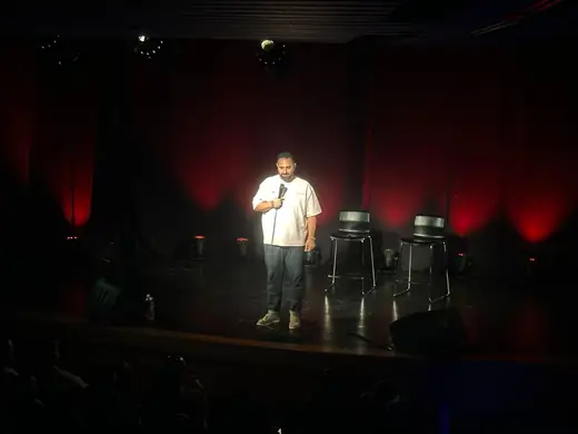 Comedian performing during the Dovi Neuburger tour