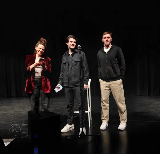 Dovi Neuburger and hosts on stage