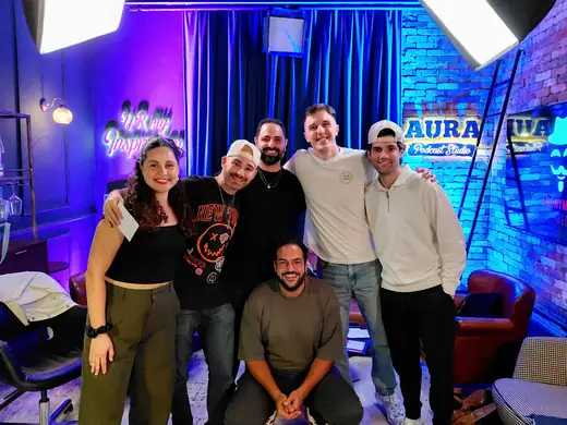 Dovi Neuburger with English Comedy TLV at Aura podcast studio
