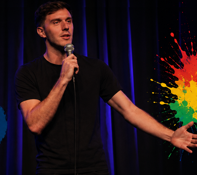Comedian performing on stage