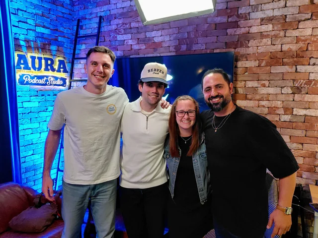 Group photo at Aura Podcast Studio