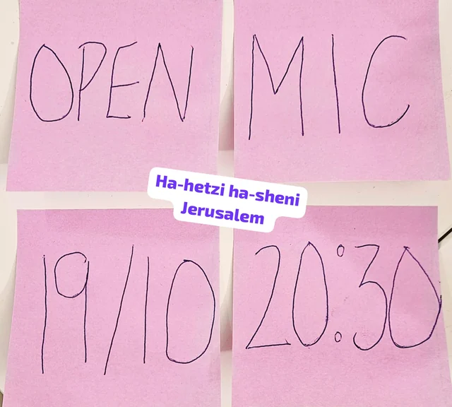Mollie's Open Mic at Ha-Hetzi Ha-Sheni, Jerusalem, October 19 at 20:30