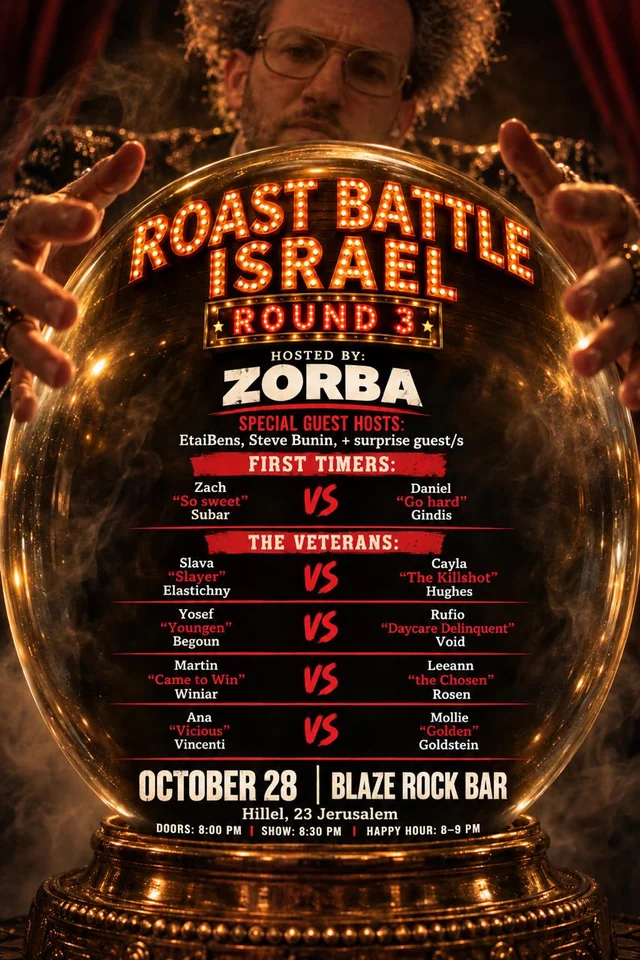 Roast Battle Israel Round 3 hosted by Zorba at Blaze Rock Bar on October 28